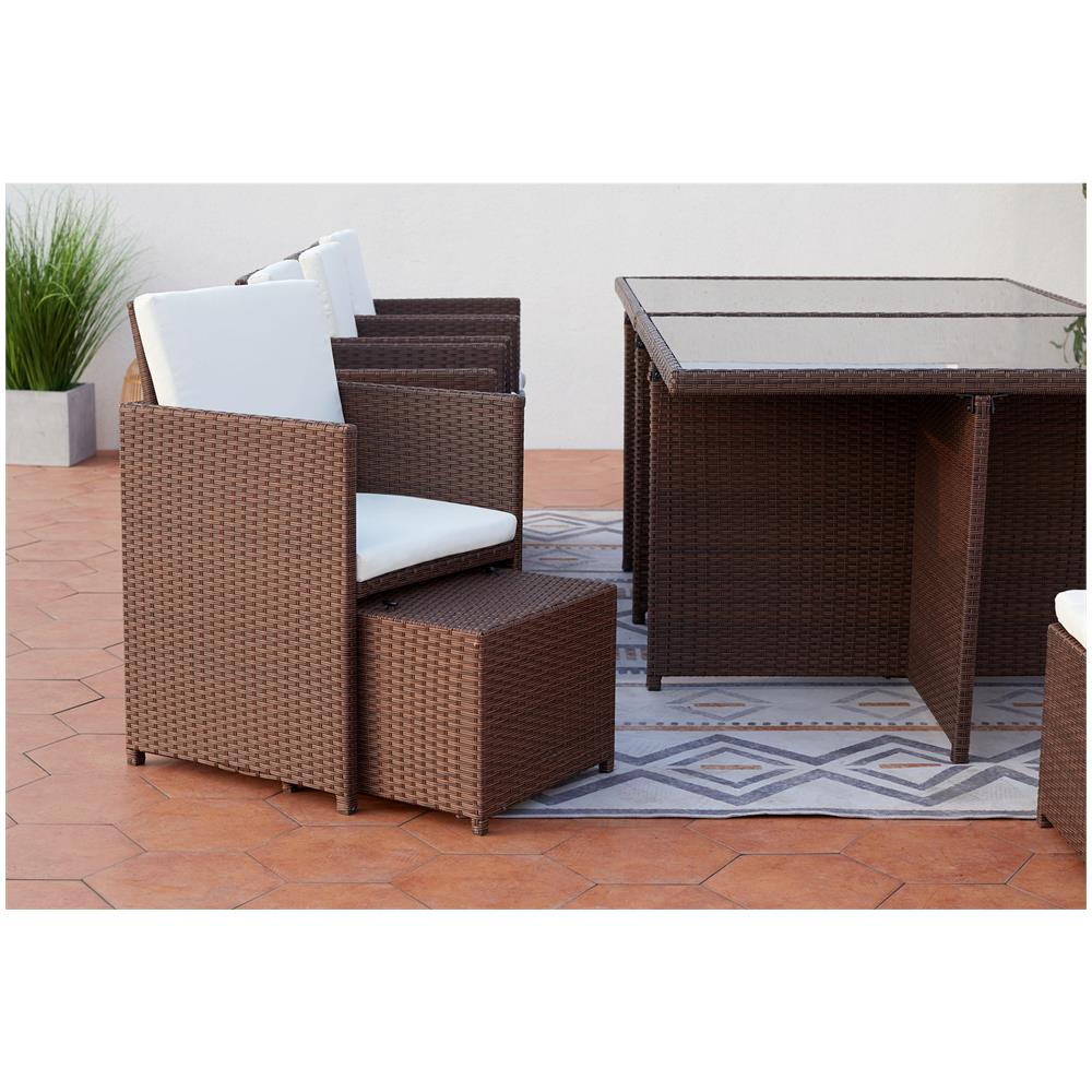 Salotto Da Giardino A Incasso 12 Posti Resina Intrecciata Castagna/bianco Monaco - Foto 2
