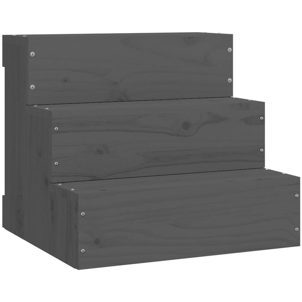 Scala Per Animali Grigia 40x37,5x35cm In Legno Massello Di Pino - Foto 3