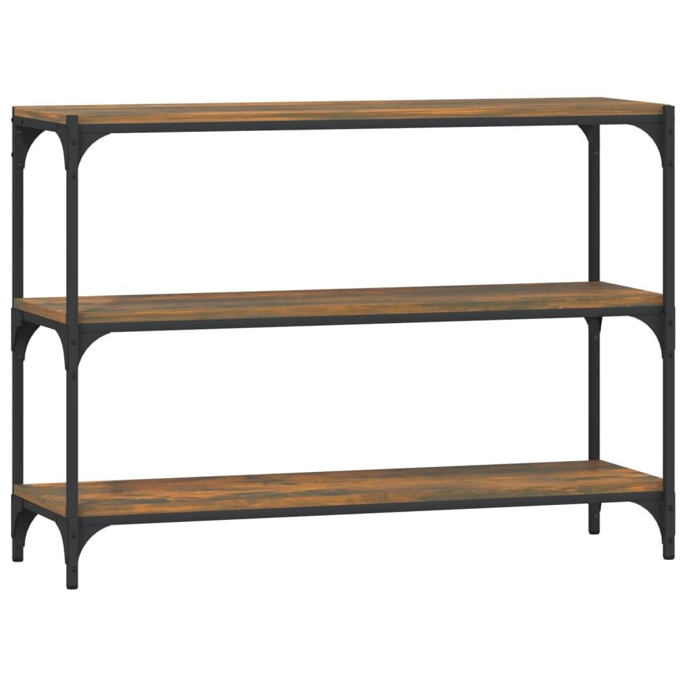 Libreria Rovere Fumo 100x33x70,5 Cm Legno Multistrato E Acciaio - Foto 2