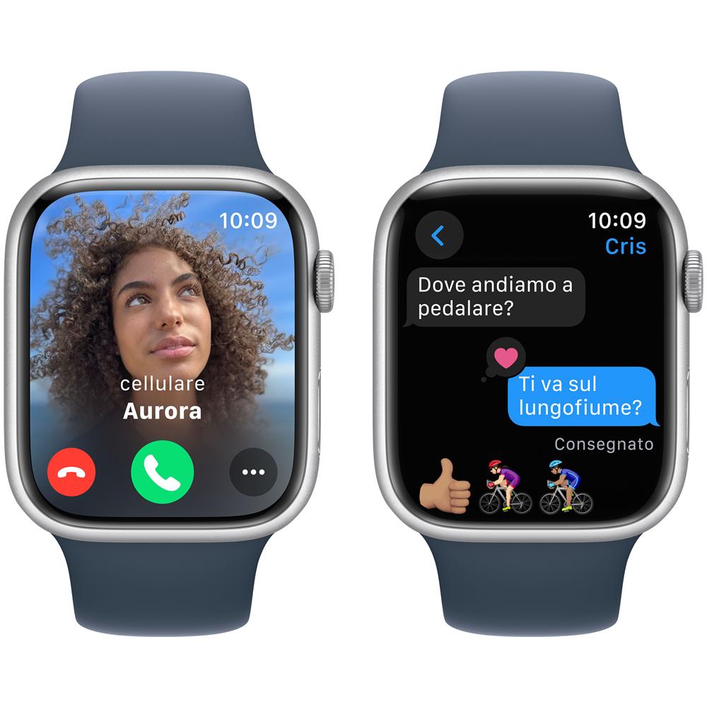 Watch Series 9 GPS Cassa 45mm in Alluminio Argento con Cinturino Sport Blu Tempesta - S /M - Foto 4