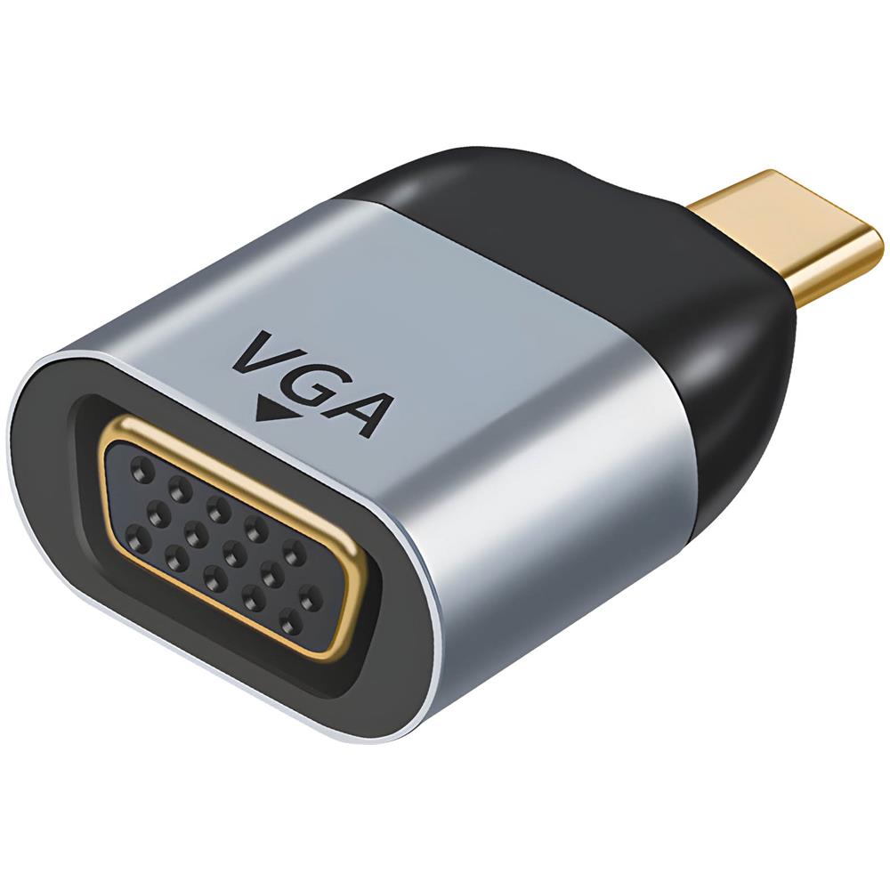Adattatore Video Vga Femmina A Usb-c Maschio Risoluzione 1080p Compatto Grigio - Foto 1