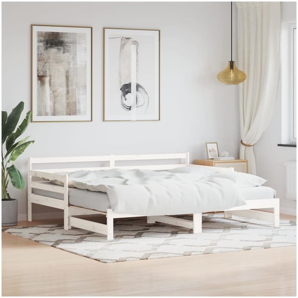Divano Letto Con Letto Estraibile Bianco 90x200cm Massello Pino - Foto 1