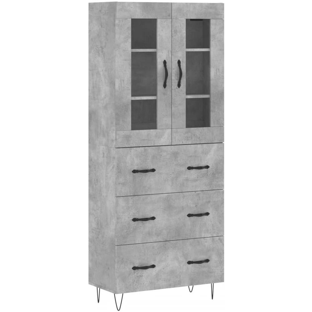 Credenza Grigio Cemento 69,5x34x180 Cm In Legno Multistrato - Foto 2