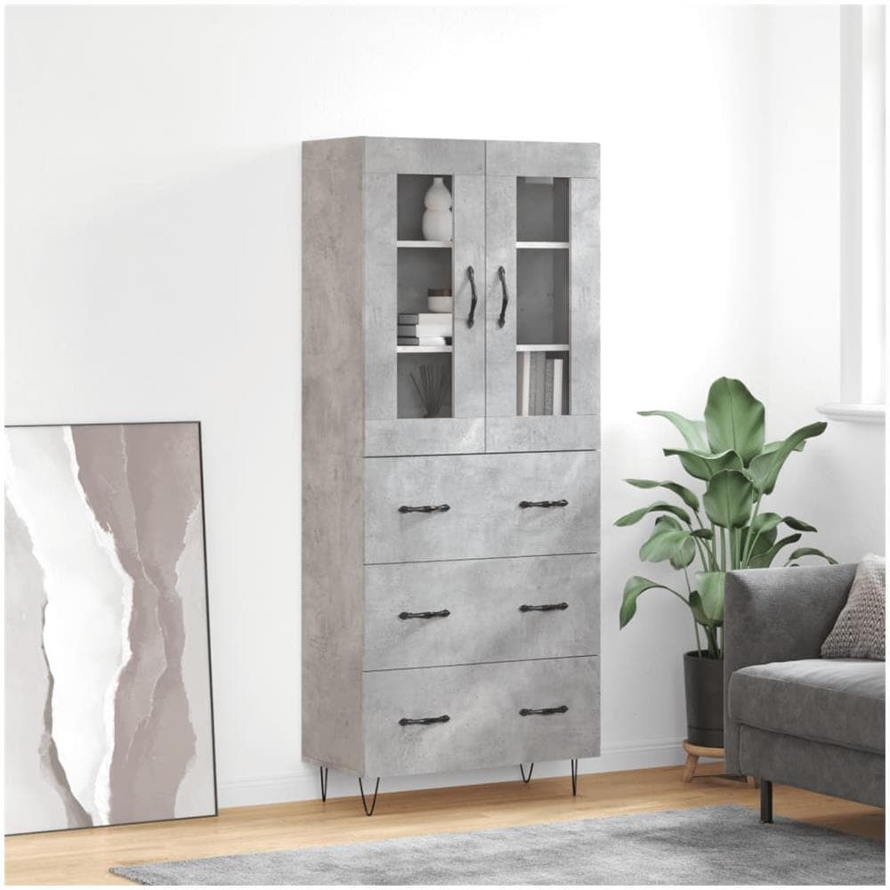 Credenza Grigio Cemento 69,5x34x180 Cm In Legno Multistrato - Foto 1