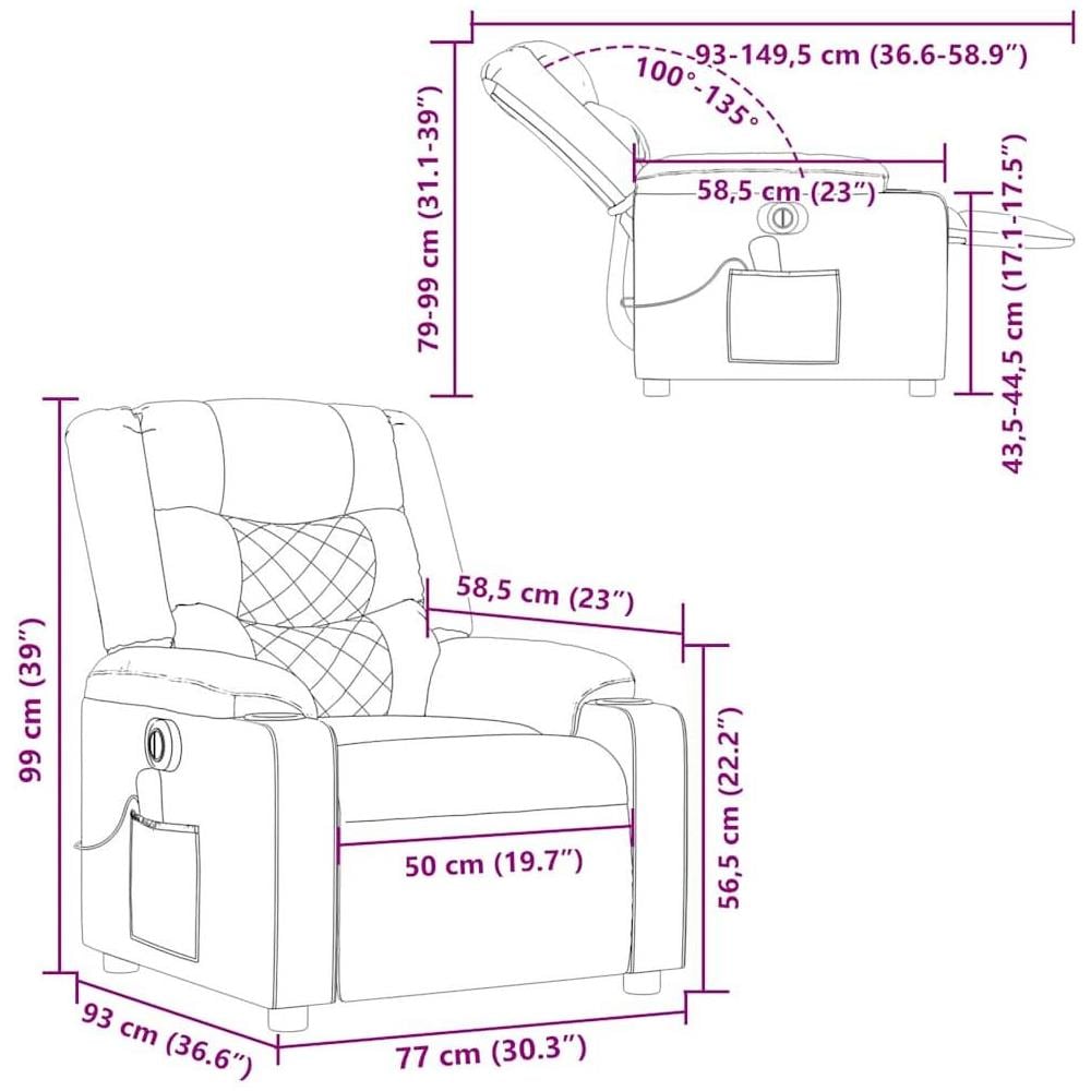 Poltrona Massaggiante Reclinabile Elettrica Tortora in Tessuto - Foto 10
