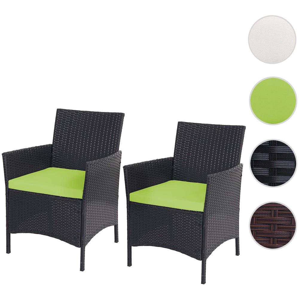 Mendler Serie Halden per lesterno Set 2X poltrone 60x59x83cm polyrattan Marrone con Cuscino Avorio