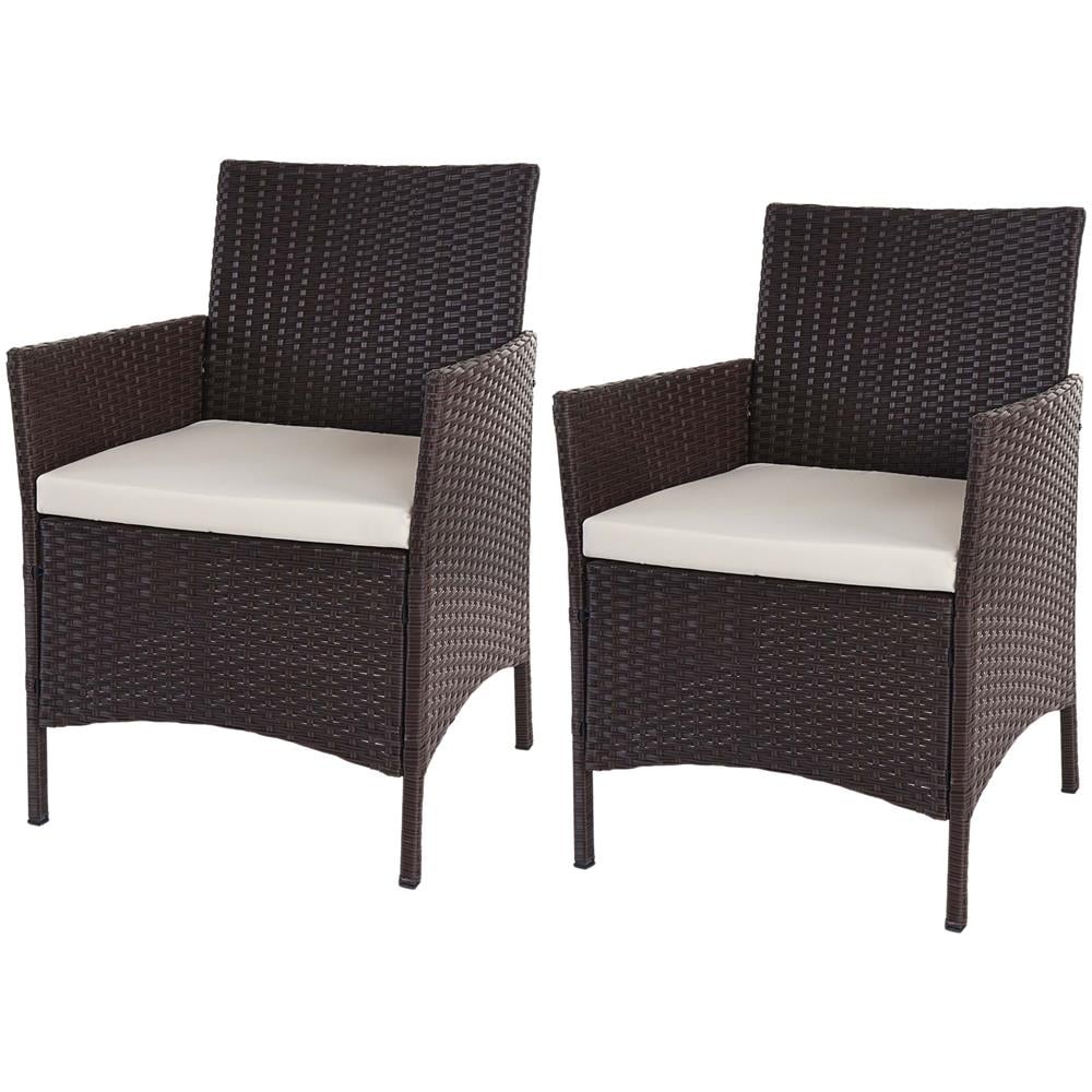 Mendler Serie Halden per lesterno Set 2X poltrone 60x59x83cm polyrattan Marrone con Cuscino Avorio