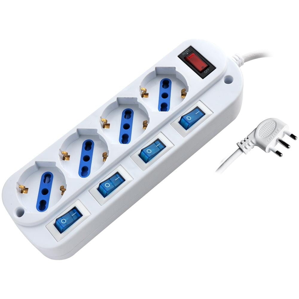 IUPS-PCP-4I-OP - Multipresa 4 Posti Bipasso con Interruttori indipendenti e protezione da sovraccarico - Foto 1