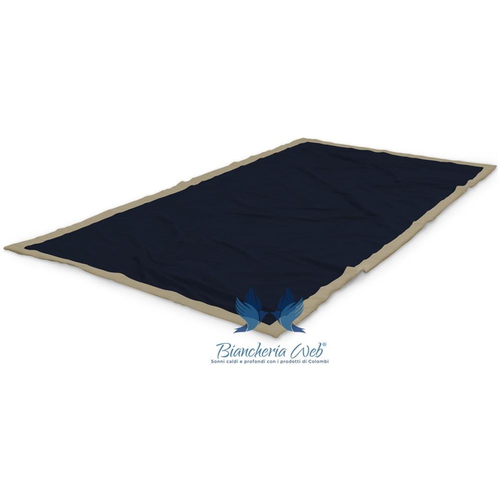 Telo Mare Spiaggia Piscina In Microfibra Tinta Unita Modello Honduras Telo Mare Navy-tortora - Foto 1