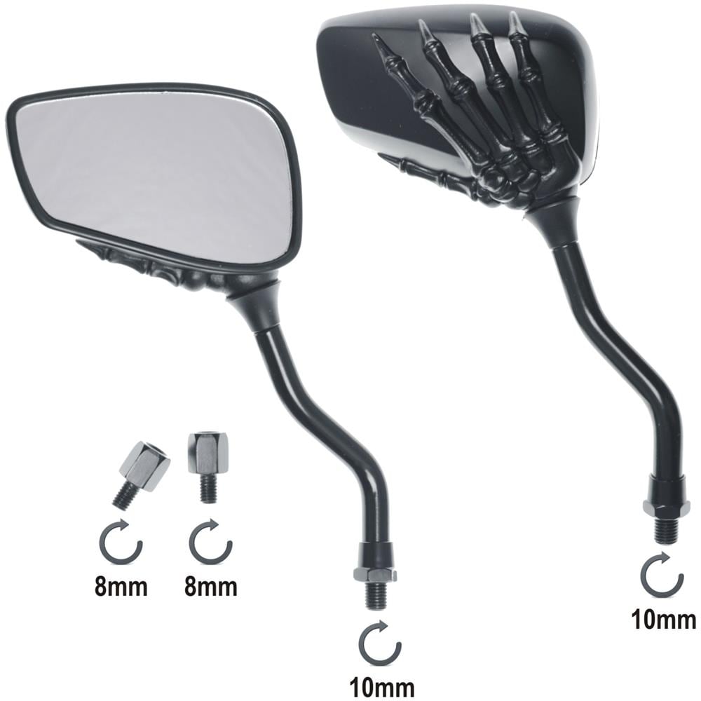 Coppia Specchietti Retrovisori Scooter Specchi Moto Custom Nero Dx+sx 8+10mm - Foto 1