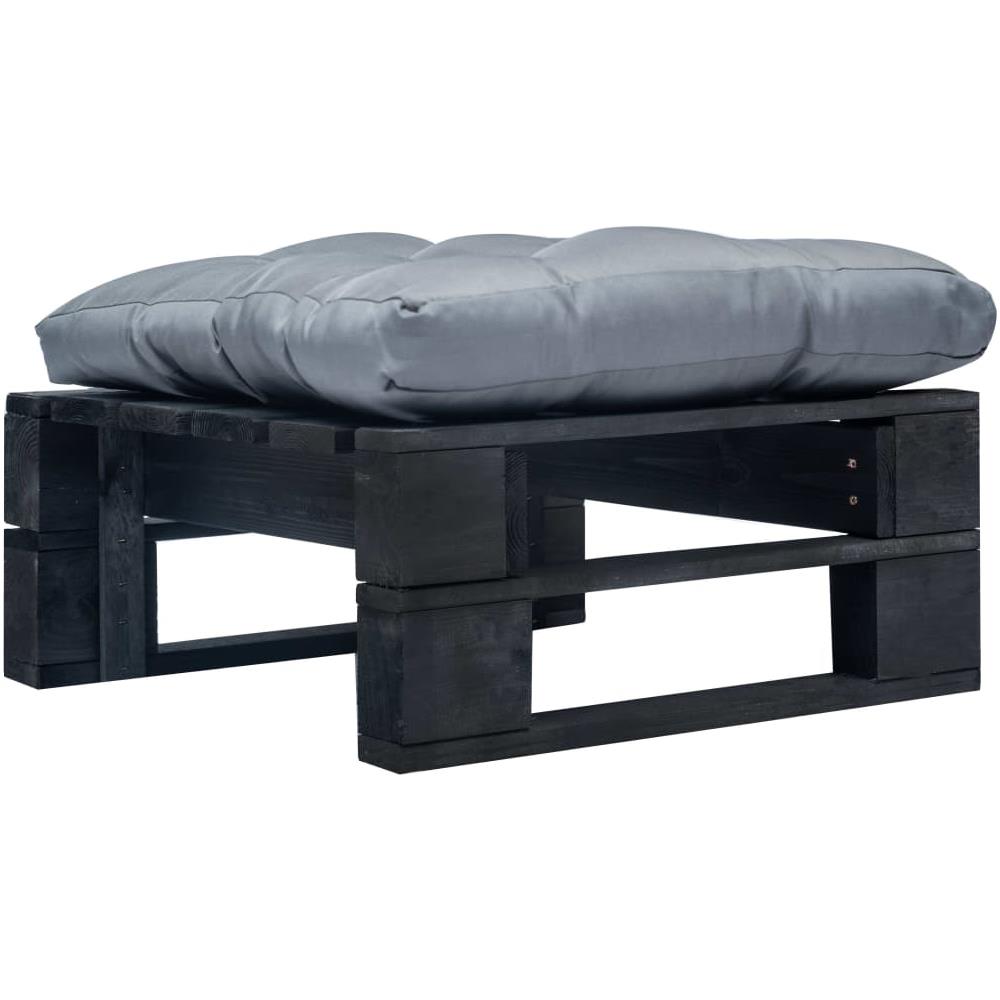 Divano Da Giardino A Pallet Con Cuscino Grigio In Legno Nero - Foto 1