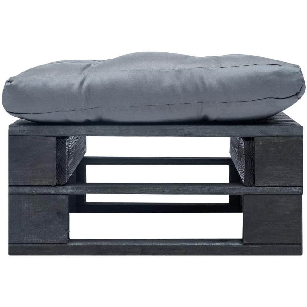 Divano Da Giardino A Pallet Con Cuscino Grigio In Legno Nero - Foto 2
