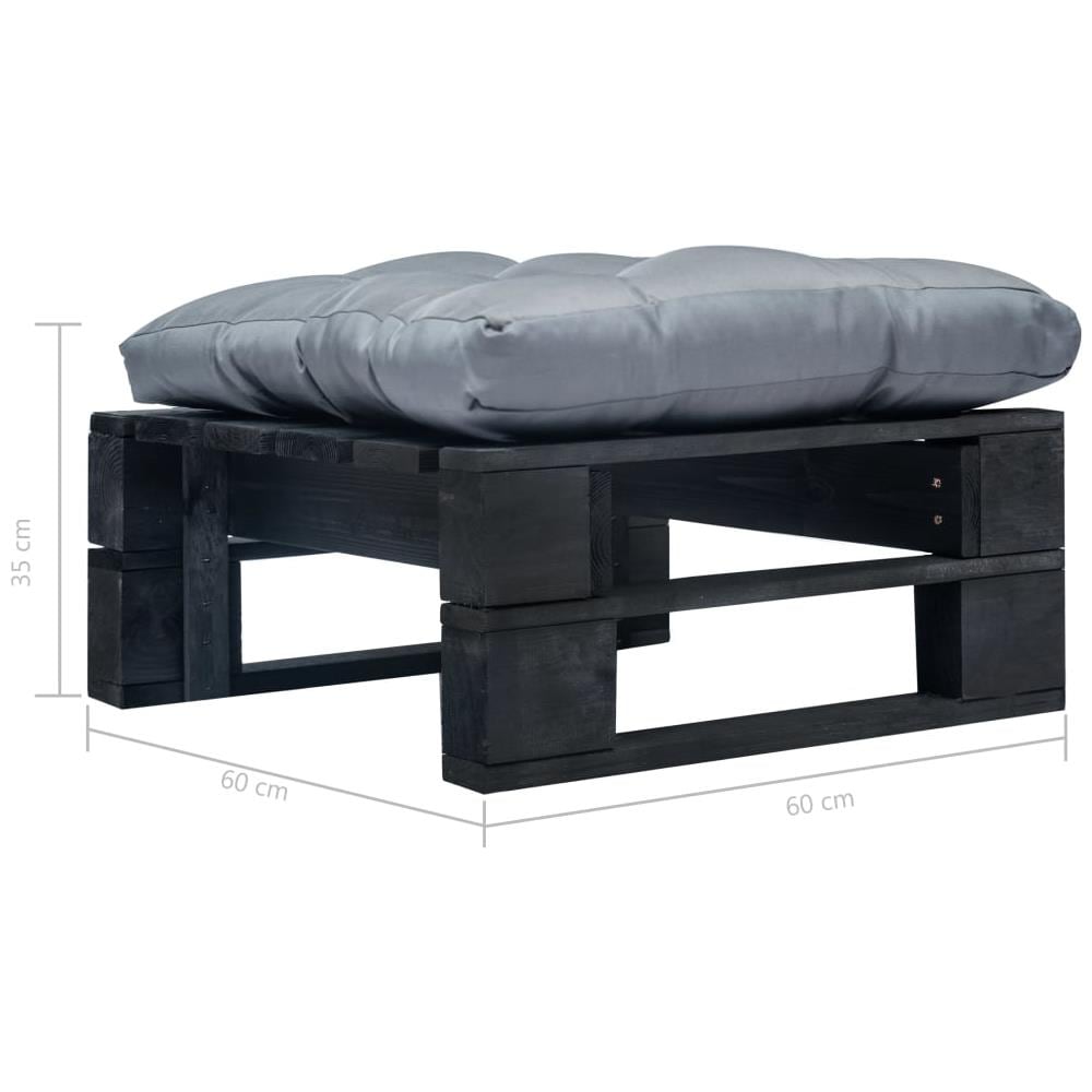 Divano Da Giardino A Pallet Con Cuscino Grigio In Legno Nero - Foto 3