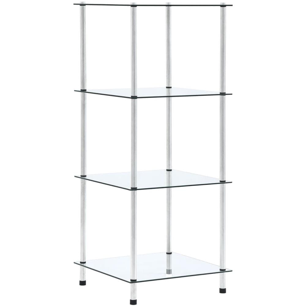 Scaffale a 4 Livelli Trasparente 40x40x100cm in Vetro Temperato - Foto 1