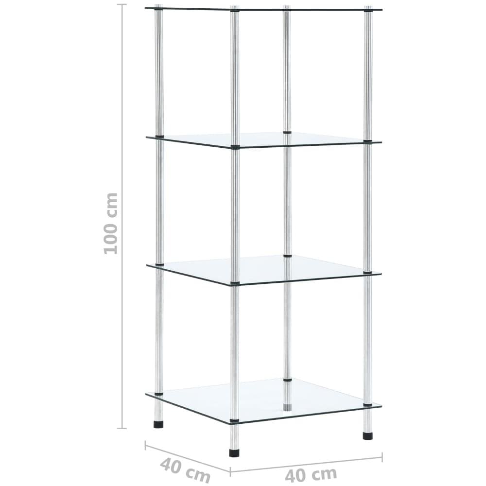 Scaffale a 4 Livelli Trasparente 40x40x100cm in Vetro Temperato - Foto 5