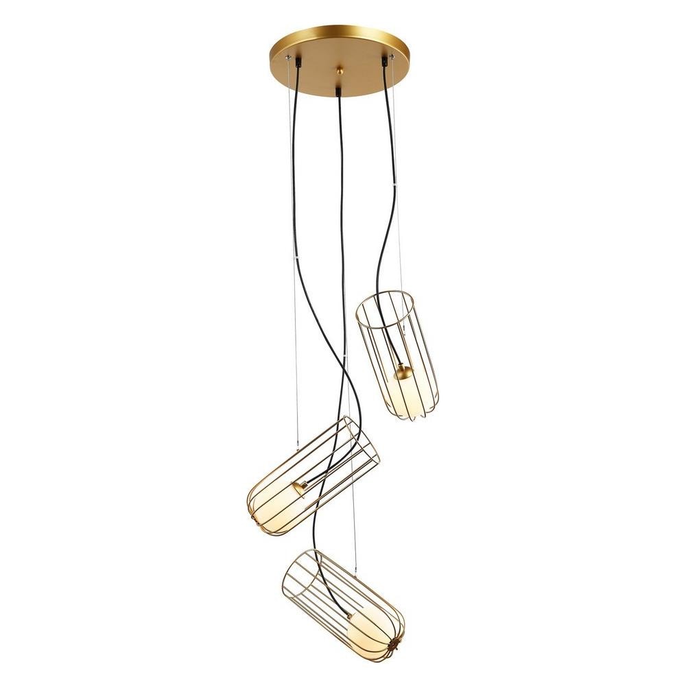 Pendente A Sospensione Moderno Dorato A 3 Luci Con Oro, Paralume Bianco, G9 - Foto 2