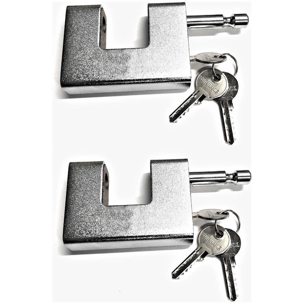 2 X Lucchetto Rettangolare Antiscasso In Acciaio Massiccio Con 3 Chiavi - Foto 1