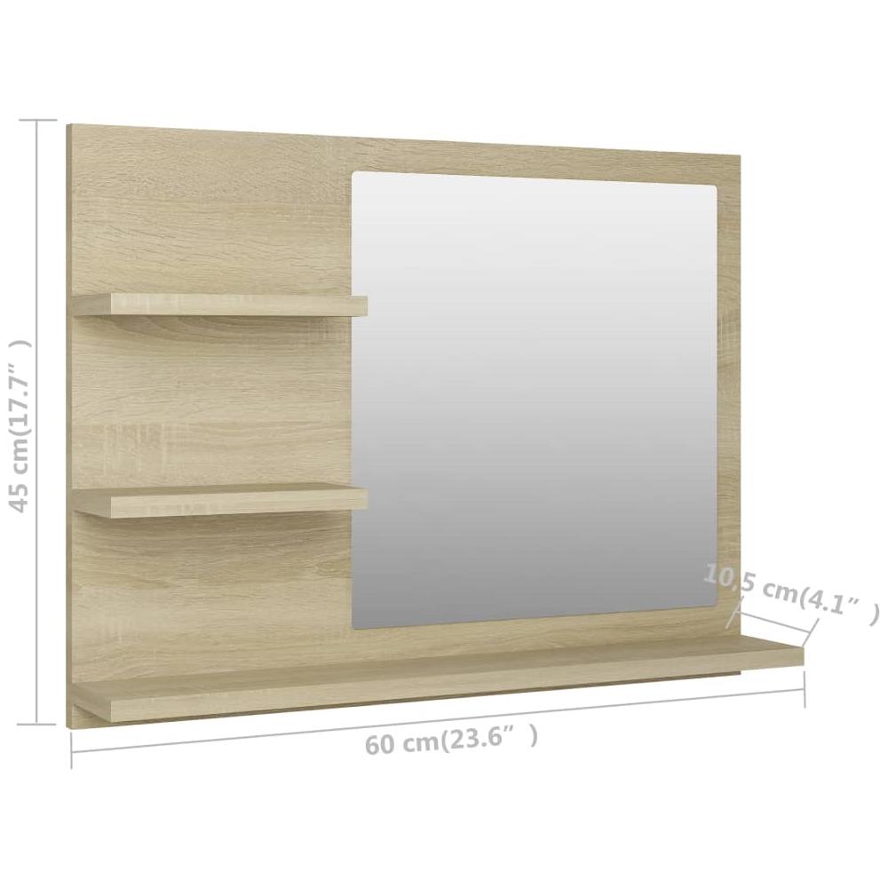 Specchio da Bagno Rovere Sonoma 60x10,5x45 cm Legno Multistrato - Foto 7