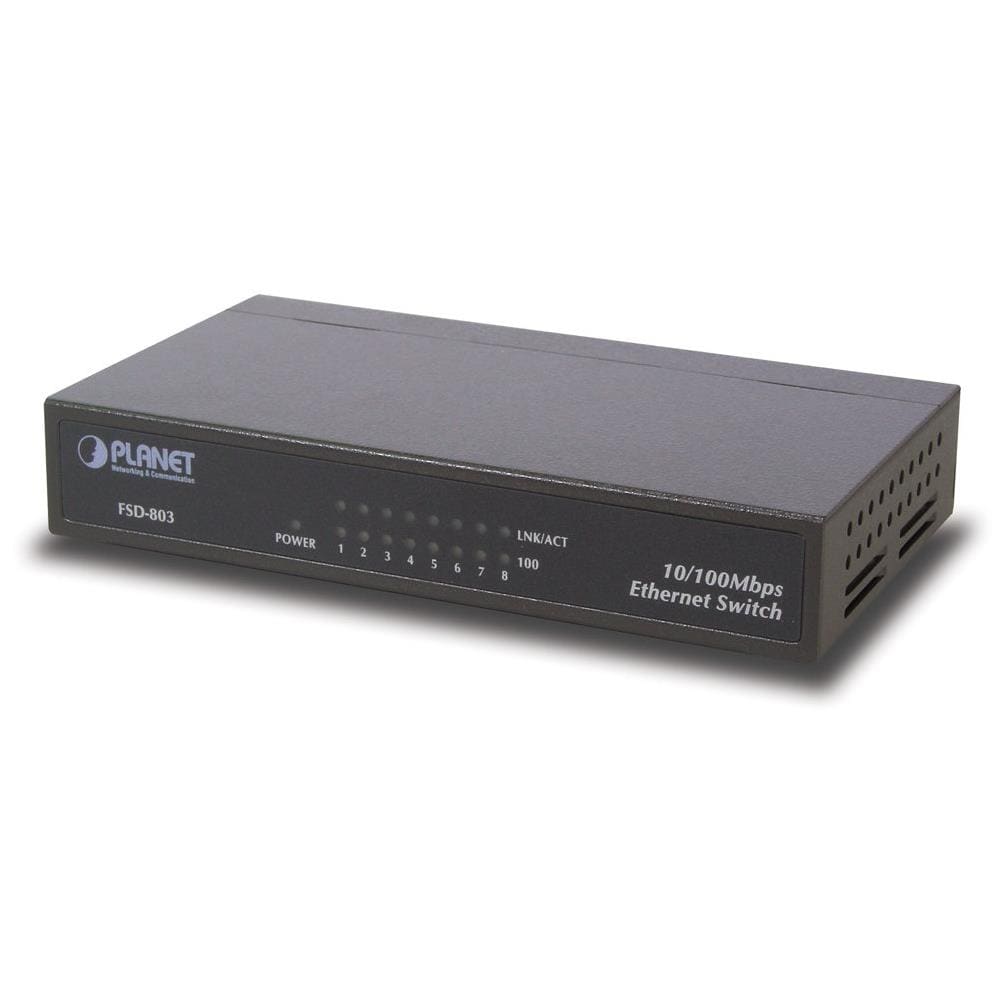 FSD-803, 100BASE-TX, 10BASE-T, IEEE 802.3, IEEE 802.3u, IEEE 802.3x, 10, 100 Mbps, Nero, Metallo, FCC Part 15 Class A CE - Foto 1