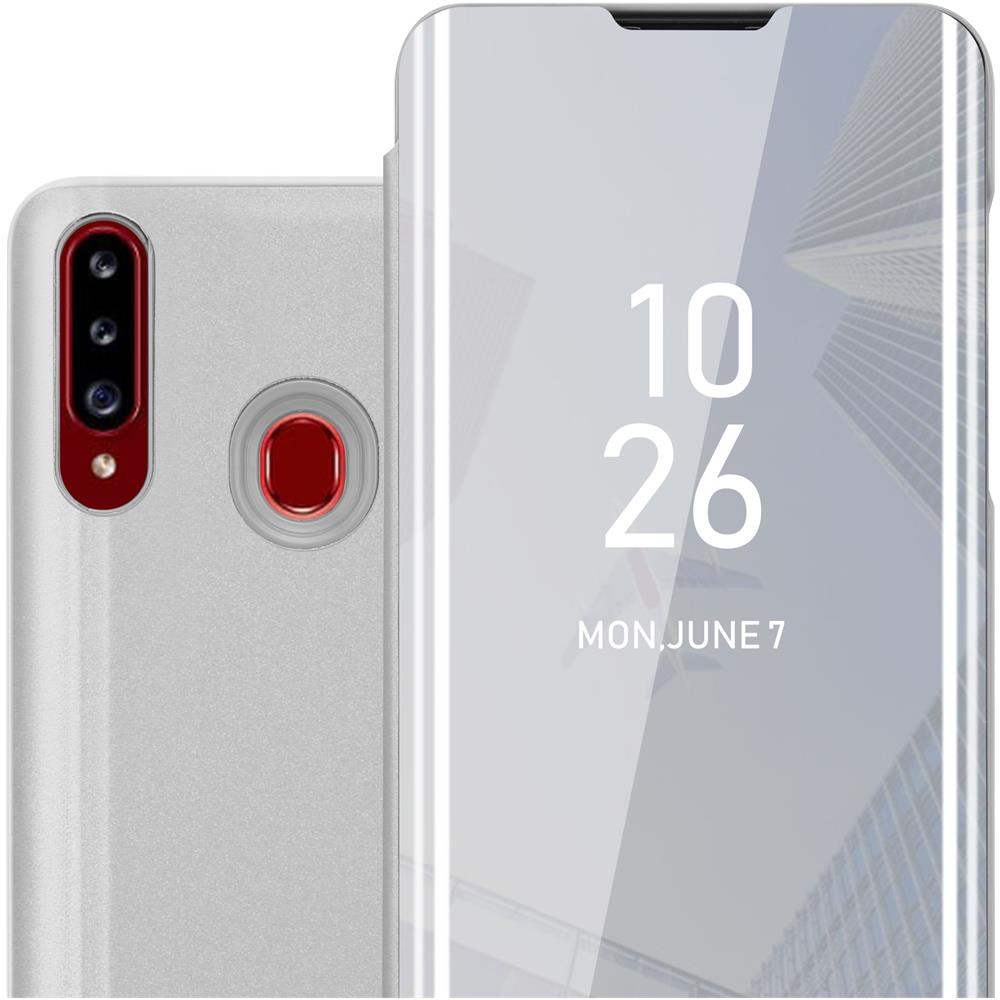 Custodia Compatibile Con Samsung Galaxy A20s In Agata Argento - Clear View Specchio Coperchio Protettivo Con Funzione Di Supporto Protezione A 360 Gradi - Foto 1