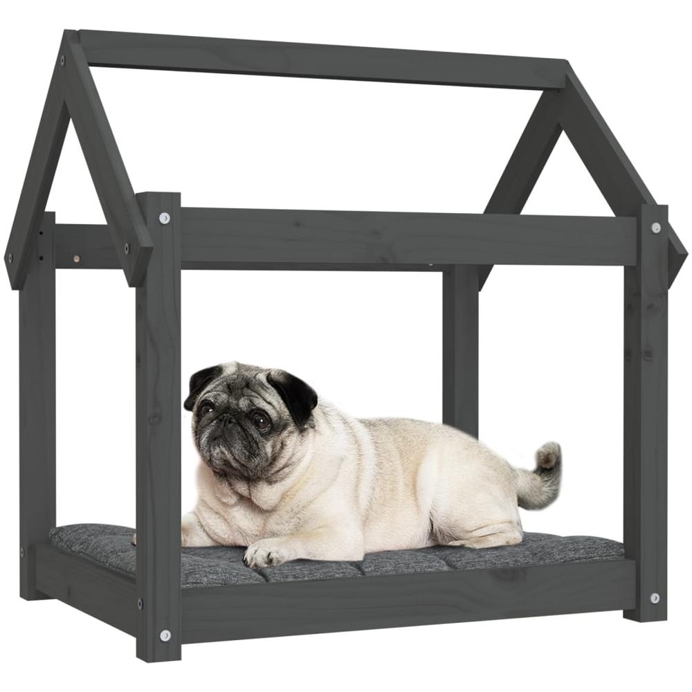 Cuccia per Cani Grigia 71x55x70 cm in Legno Massello di Pino - Foto 2