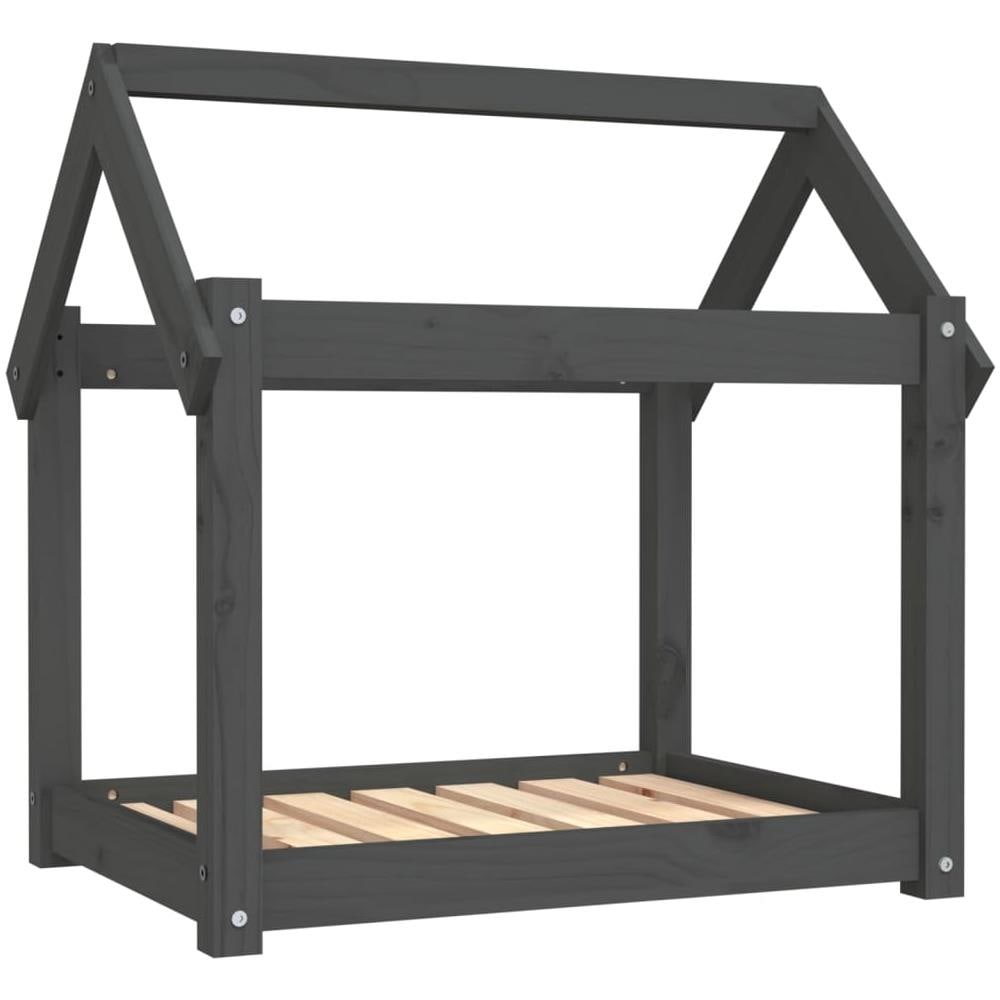 Cuccia per Cani Grigia 71x55x70 cm in Legno Massello di Pino - Foto 1