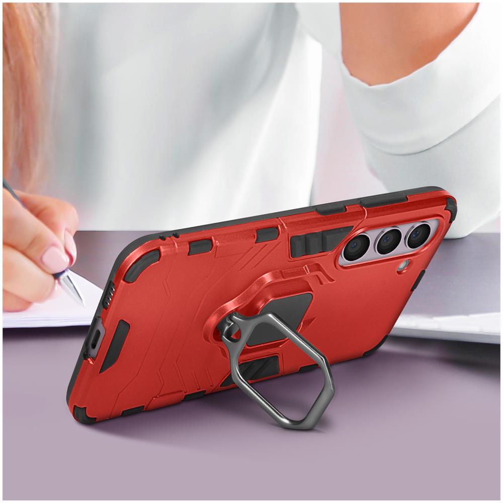 Cover Samsung Galaxy S23 Ibrida Antiurto Supporto Anello Metallico Rossa - Foto 5