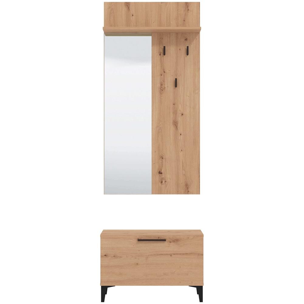 Lumie - Set Mobile Ingresso Appendiabiti Con Specchio E Contenitore - Foto 2