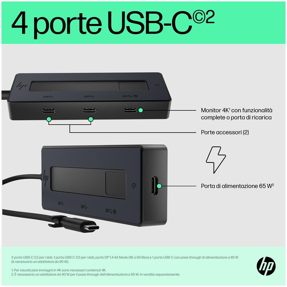 Hub Multiporta USB-C 4K Colore Nero - Foto 2