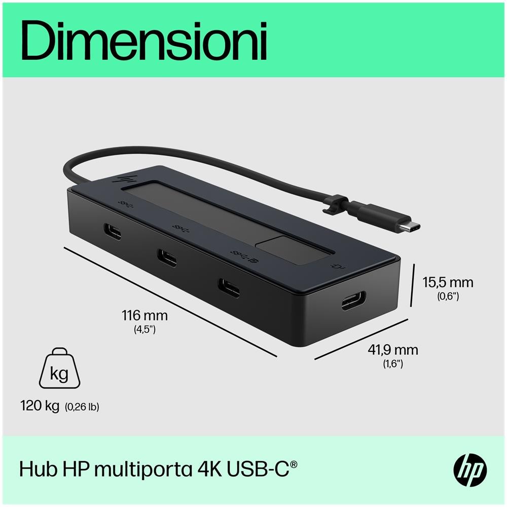 Hub Multiporta USB-C 4K Colore Nero - Foto 5