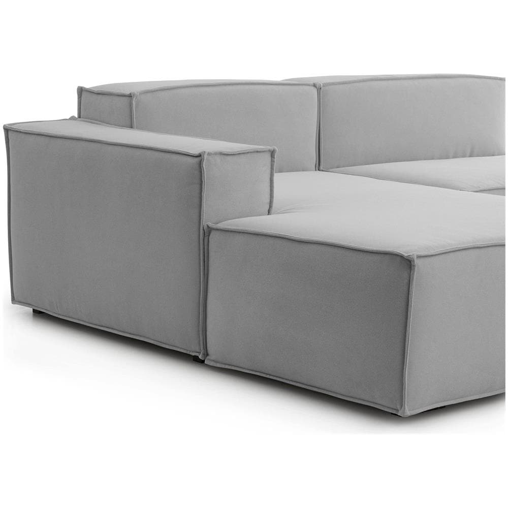 Divano Fisso Jessica, Divano Componibile A 3 Posti Con Penisola Sinistra, 100% Made In Italy, Sofà Moderno In Tessuto, Cm 300x170h70, Grigio - Foto 4