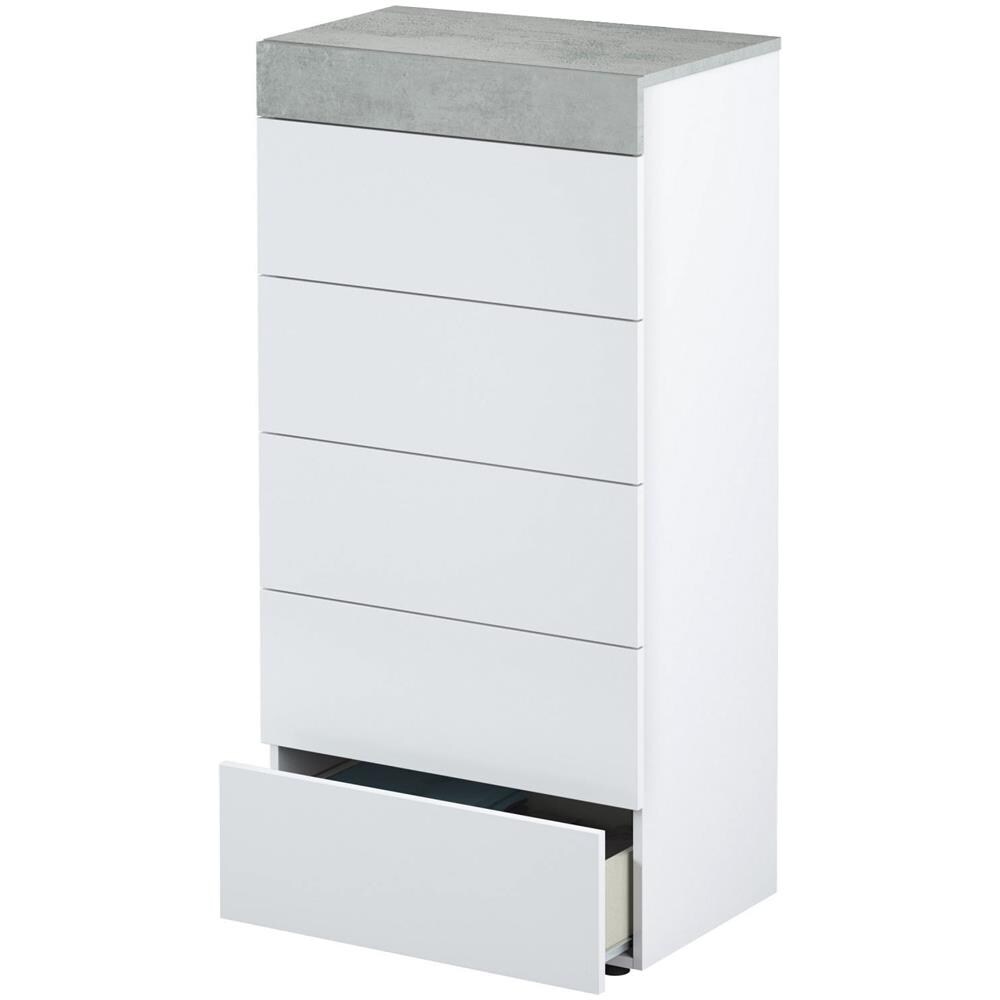 Cassettiera Irving, Settimanale A 5 Cassetti, Mobile Comò Per Camera Da Letto, Comò Moderno, 61x40h118 Cm, Bianco - Foto 2