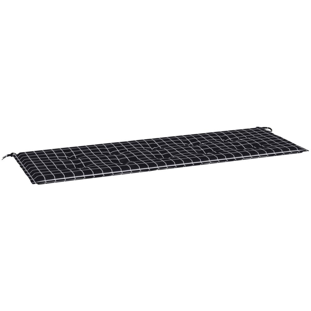 Cuscino Panca Giardino A Quadri Nero 150x50x3 Cm Tessuto Oxford - Foto 2