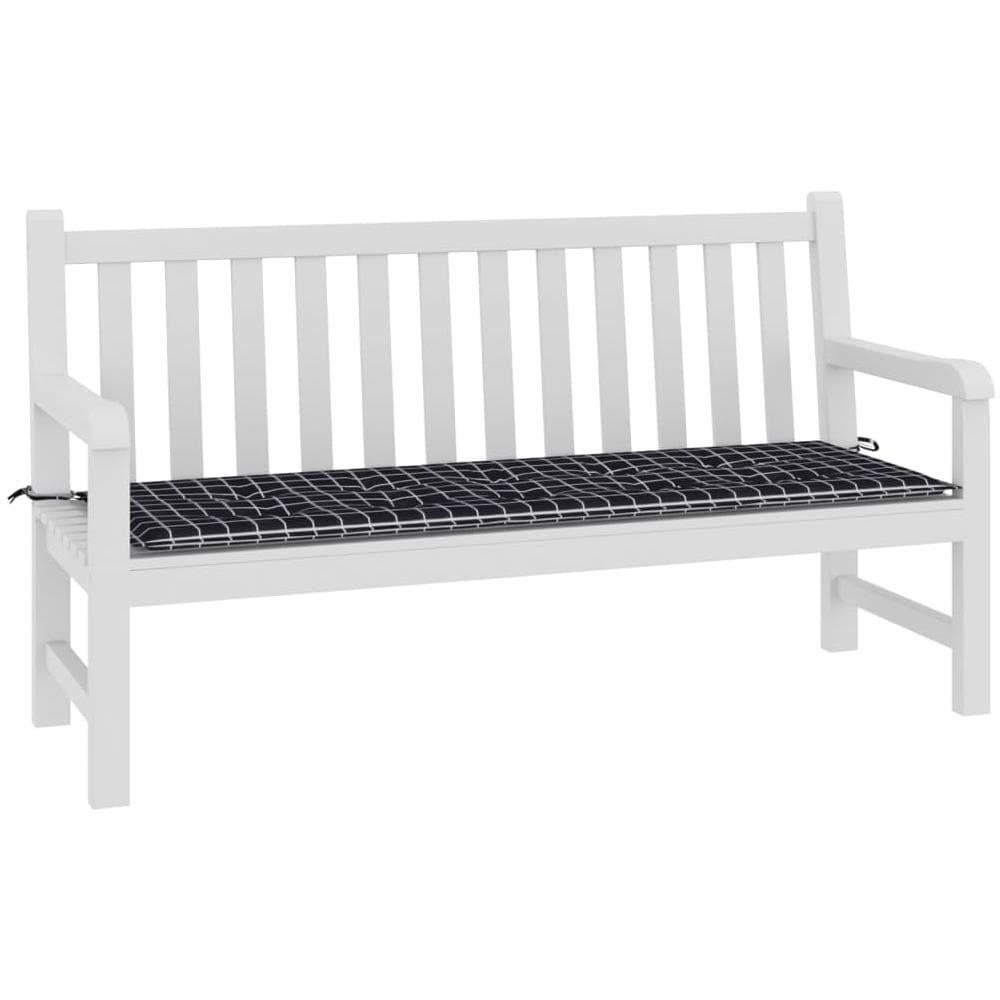 Cuscino Panca Giardino A Quadri Nero 150x50x3 Cm Tessuto Oxford - Foto 3