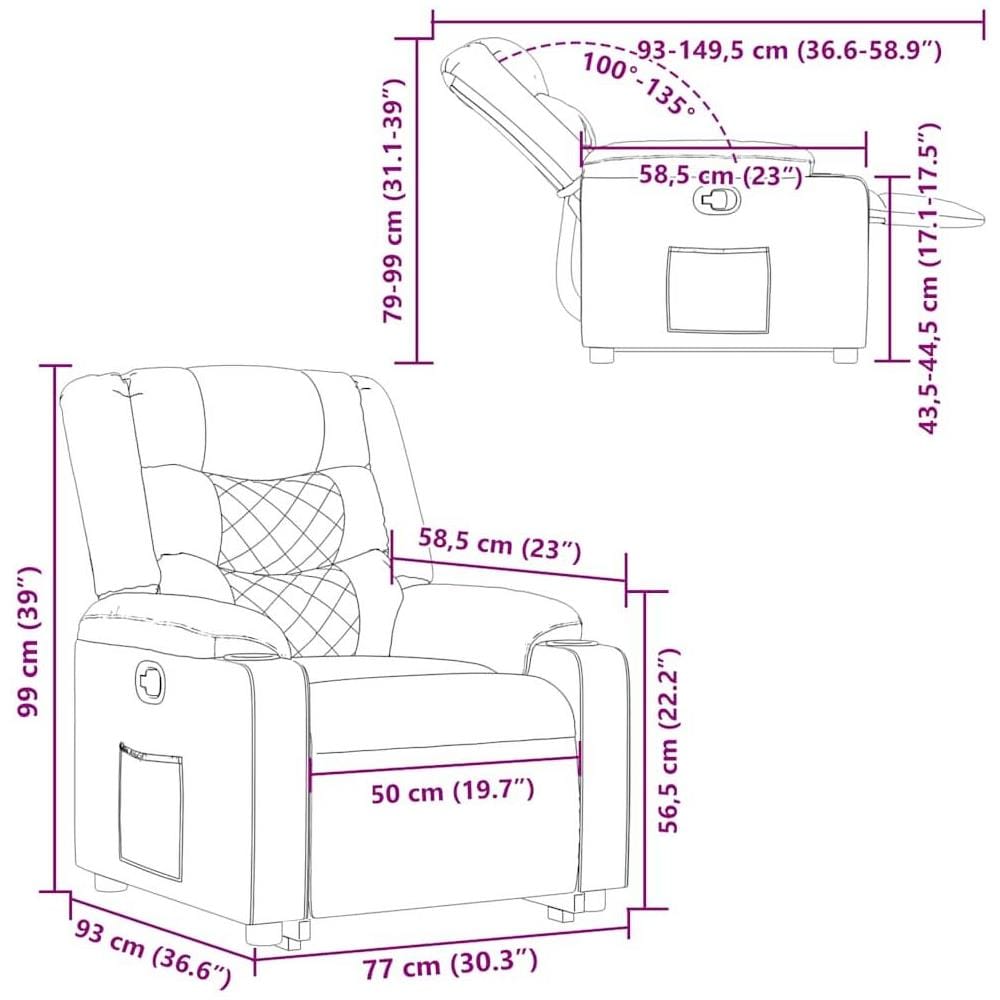 Poltrona Alzapersona Reclinabile Rosso Vino in Tessuto - Foto 10