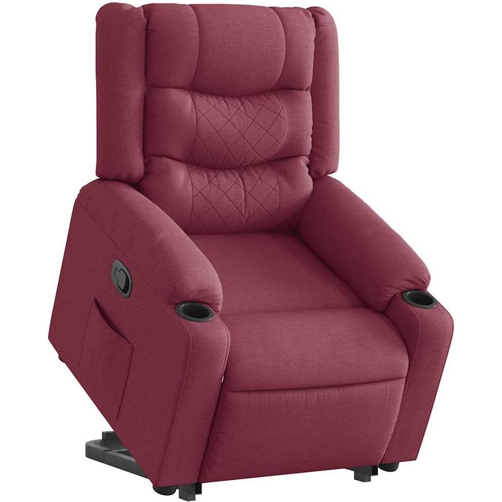 Poltrona Alzapersona Reclinabile Rosso Vino in Tessuto - Foto 1
