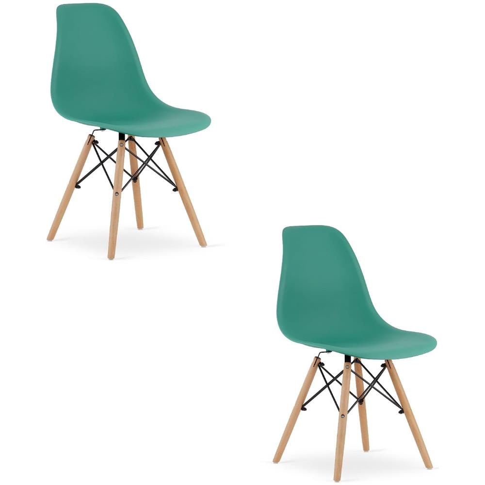 Sedia ergonomica OSAKA con gambe verdi naturali per soggiorno x2 - Foto 1