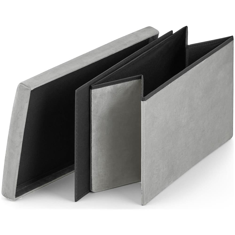 Pouf pieghevole VALORA XL con contenitore - Grigio velluto x 4 - Foto 5