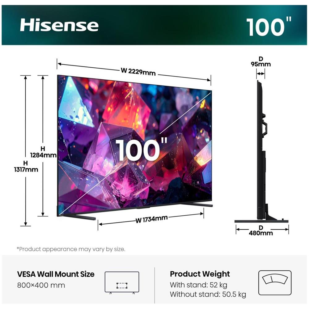 Smart TV QLED 144Hz 100" 4K 100E7S PRO, Audio Dolby Atmos, VIDAA OS con 1000+ APP, Dolby Vision IQ, HDR 10+, Native 144Hz Game Mode, AirPlay2, Alexa Built-in, lativù 4K - Foto 3