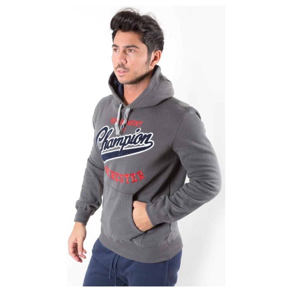 Felpa Uomo Varsity Chiusa Con Cappuccio M Grigio - Foto 2