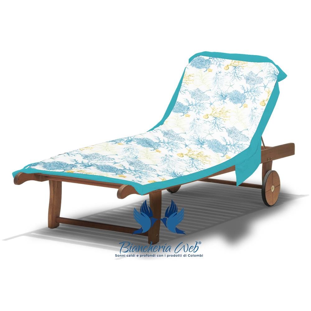 Telo Mare In Microfibra Da Lettino Con Cuscino Modello Comodo Coralli Telo Mare Turchese - Foto 1