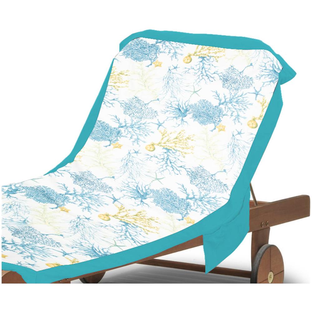 Telo Mare In Microfibra Da Lettino Con Cuscino Modello Comodo Coralli Telo Mare Turchese - Foto 6