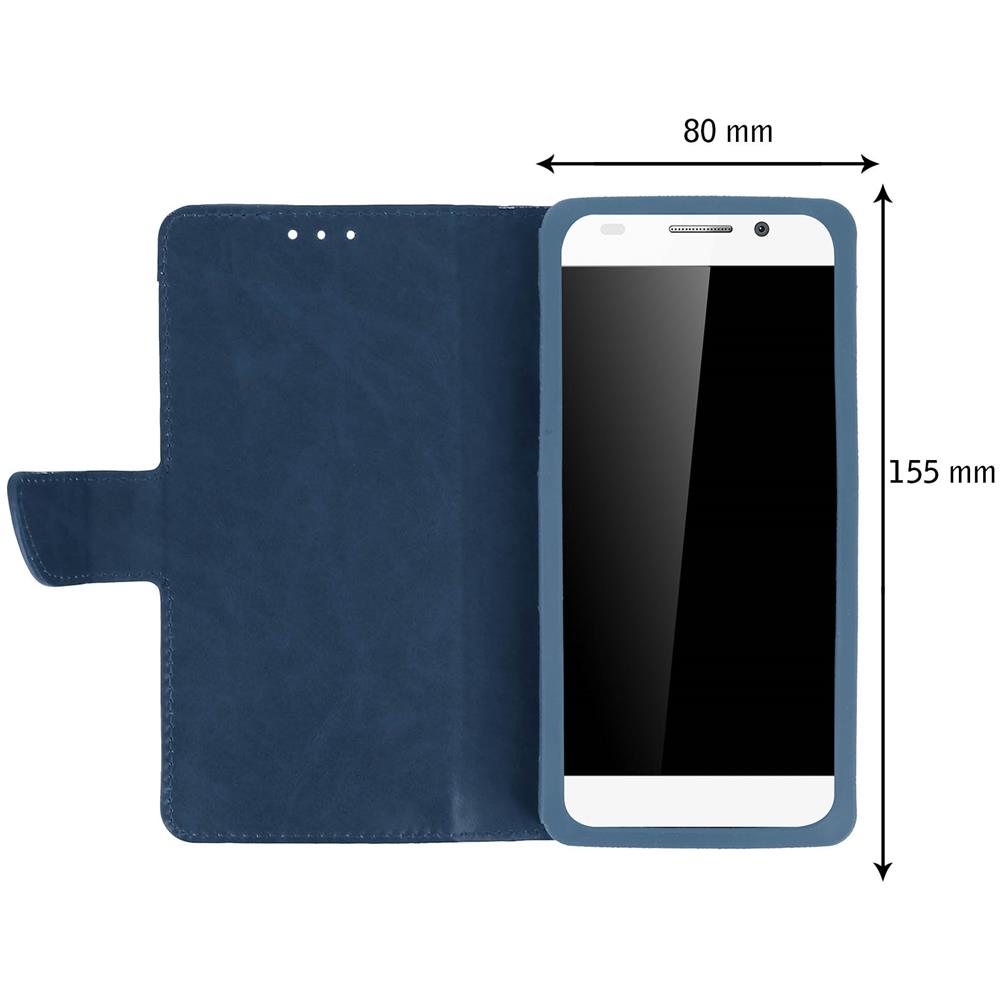 Custodia Smartphone 5,3"" A 5,5'' Universale Portafoglio Porta-carte - Blu Scuro - Foto 5