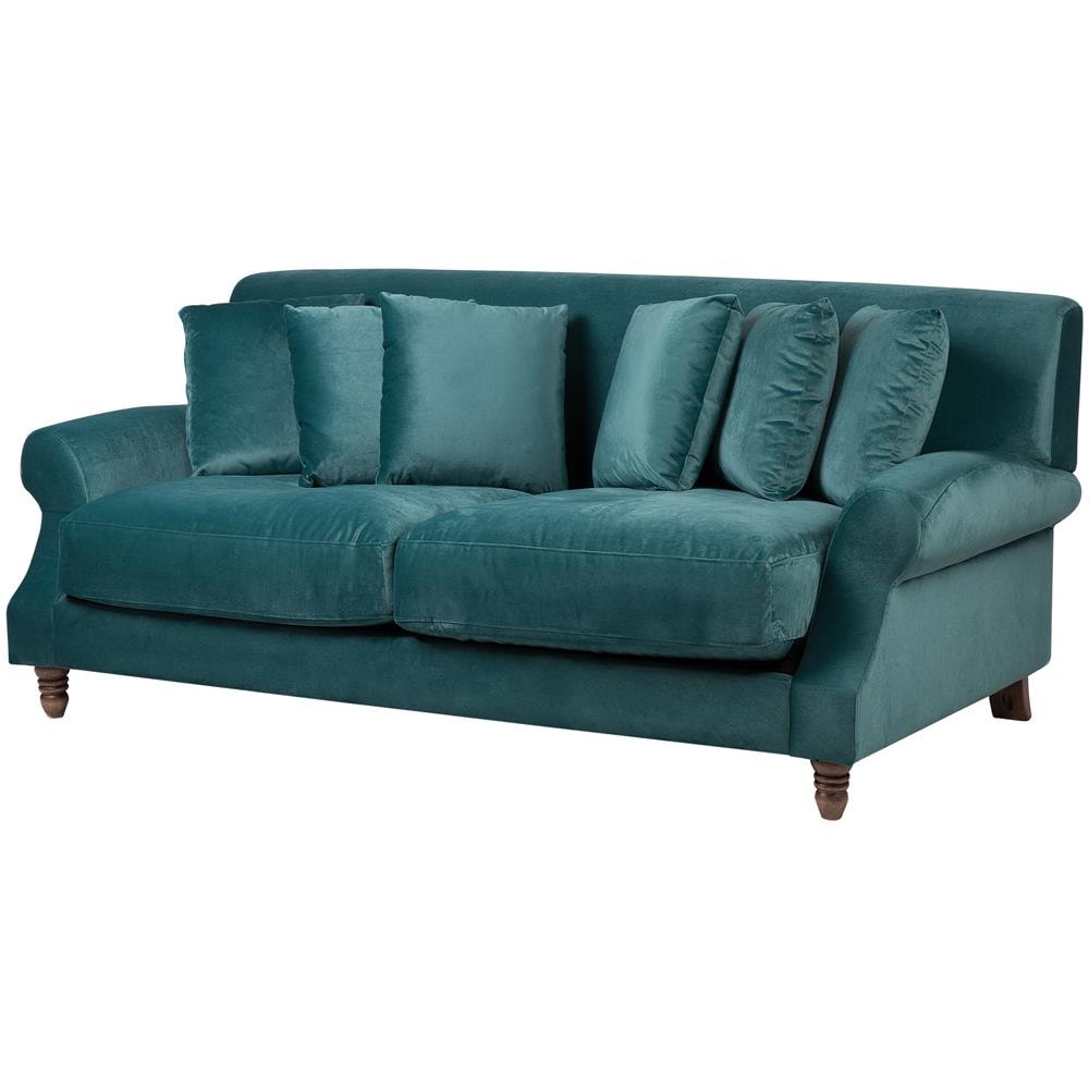 Divano 3 Posti In Velluto Blu Verde Eike - Foto 2