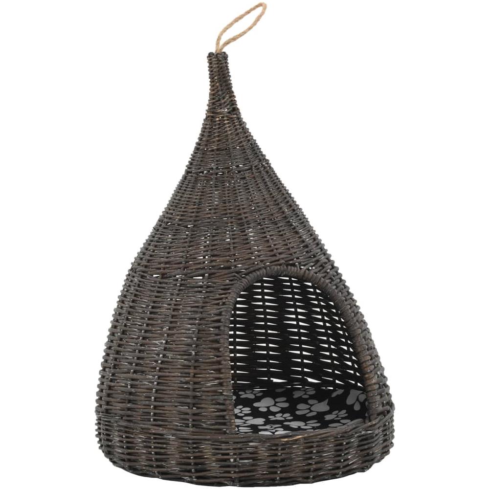 Cesta Per Gatti Cuscino Grigio 40x60cm Teepee Salice Naturale - Foto 2