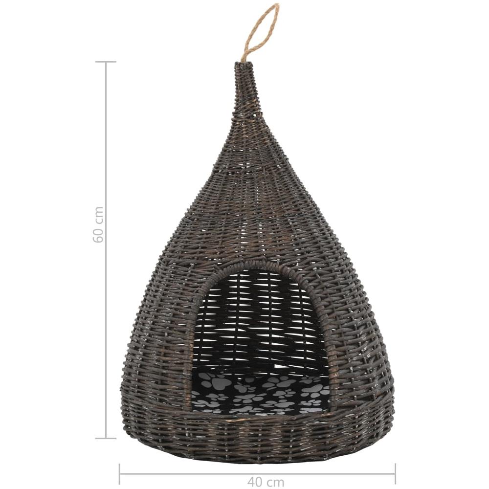 Cesta Per Gatti Cuscino Grigio 40x60cm Teepee Salice Naturale - Foto 8
