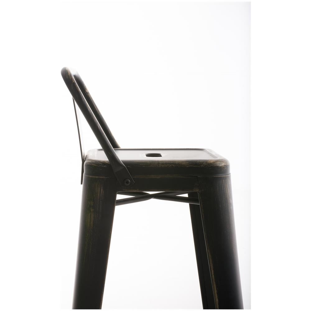 Sgabello Bar in Metallo Mason I Sgabello Alto Bancone Telaio 4 Gambe I Sgabello Industrial, H77CM I Sgabello Pub O Cucina con Schienale Nero-Oro - Foto 5