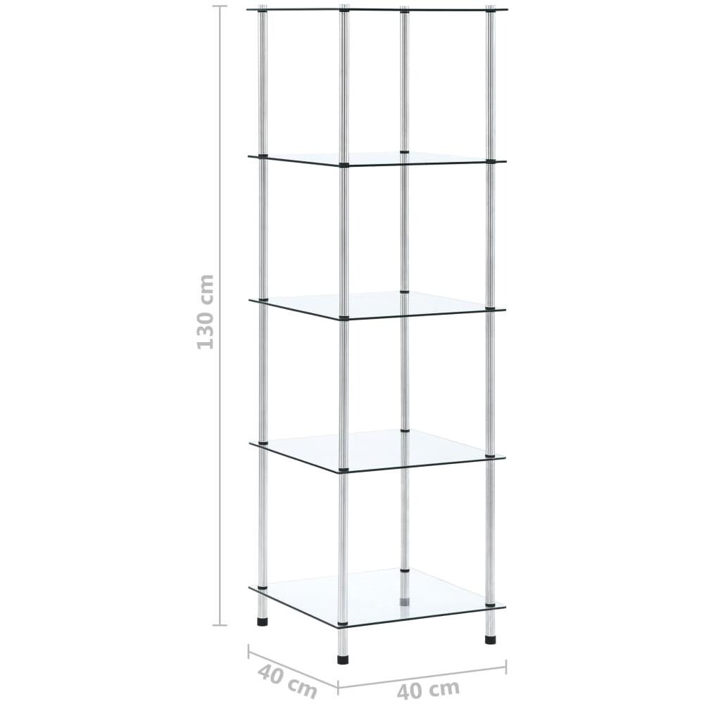 Scaffale a 5 Livelli Trasparente 40x40x130cm in Vetro Temperato - Foto 5