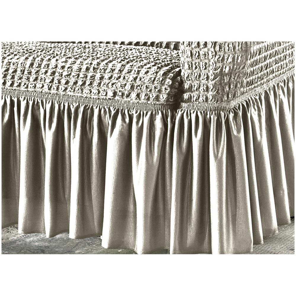 Copridivano Elasticizzato Arricciato Con Volants Tinta Unita Mod Luxory Panna Poltrona Panna - Foto 2