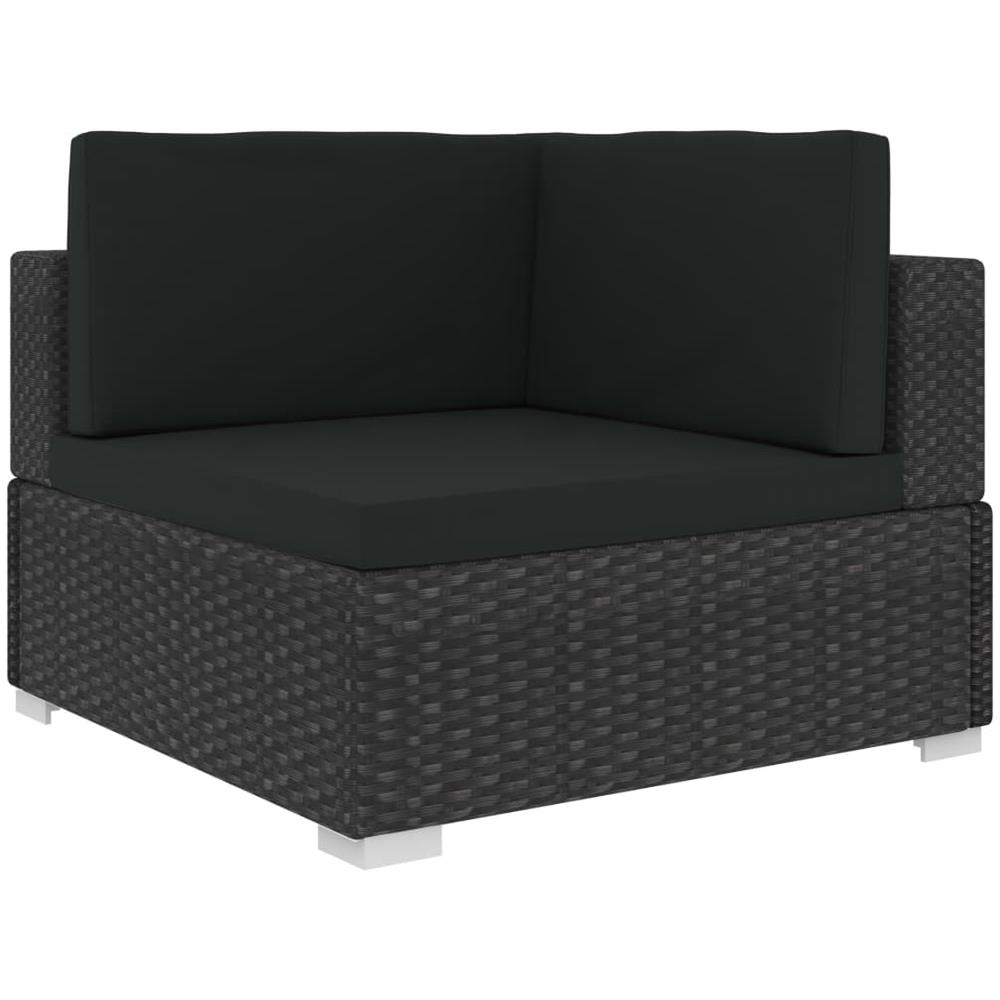 Poltrone Modulari ad Angolo con Cuscini 2 pz Polyrattan Nero - Foto 2